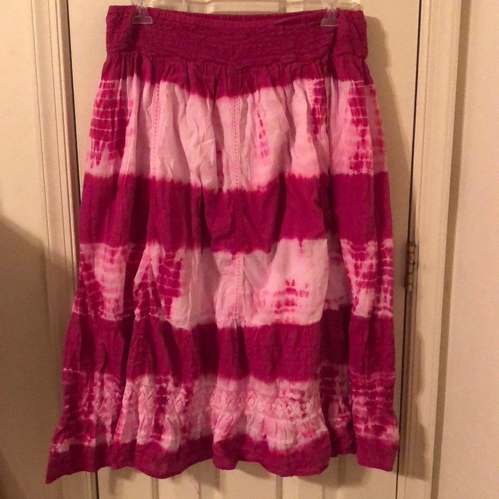Elastic waist Fuchsia and pink tie-dye skirt